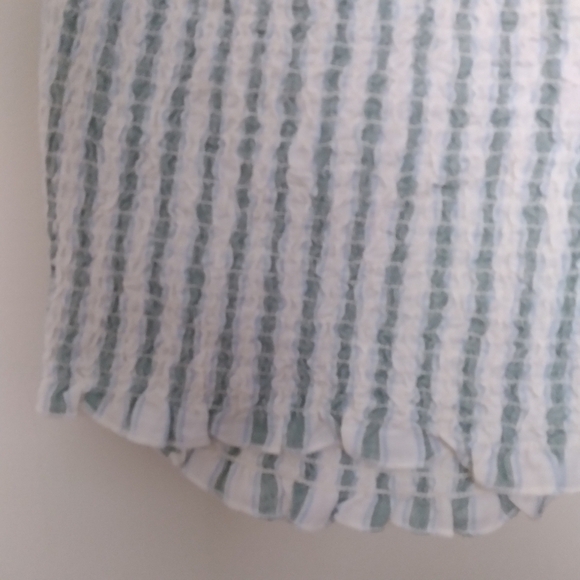 American Eagle Green and White Striped Linen Blend Halter Crop Top Size Small - Picture 5 of 8